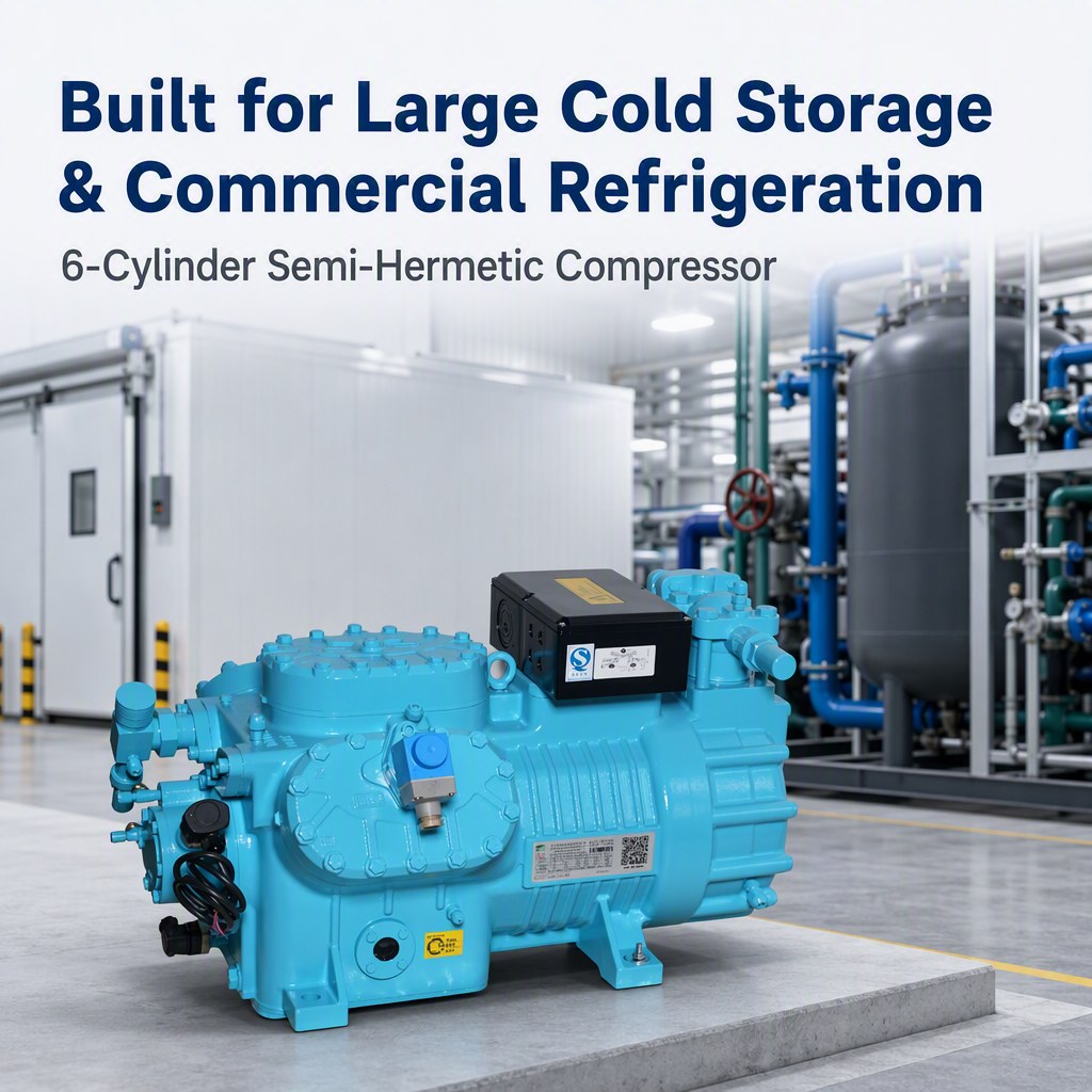 High-Efficiency Six-Cylinder Piston Refrigeration Compressor for Marine Equipment And Industrial Process Cooling Systems