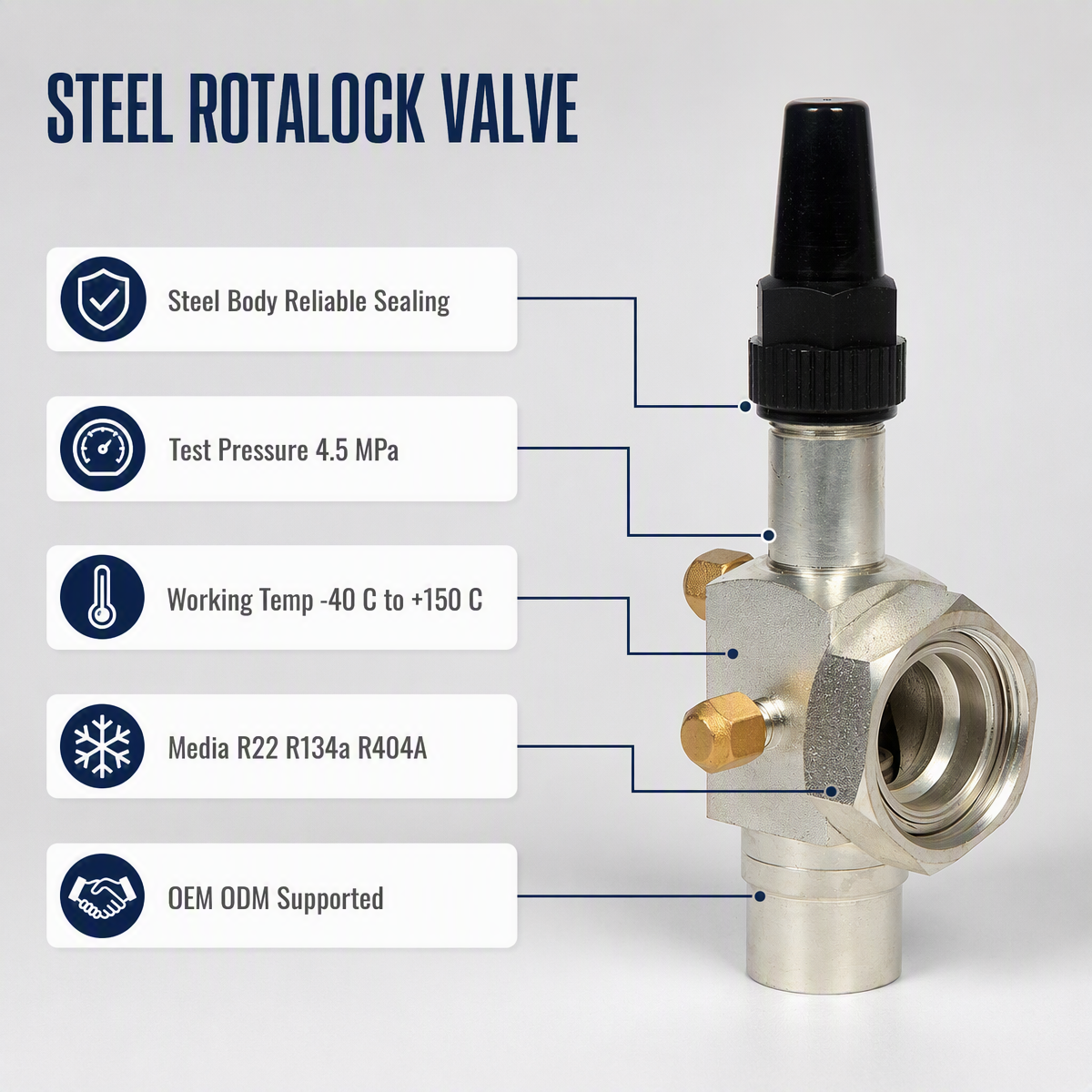 Rotalock Valve Steel Shut Off Valve for Refrigeration Compressor Condensing Unit Cold Storage OEM Factory Supply