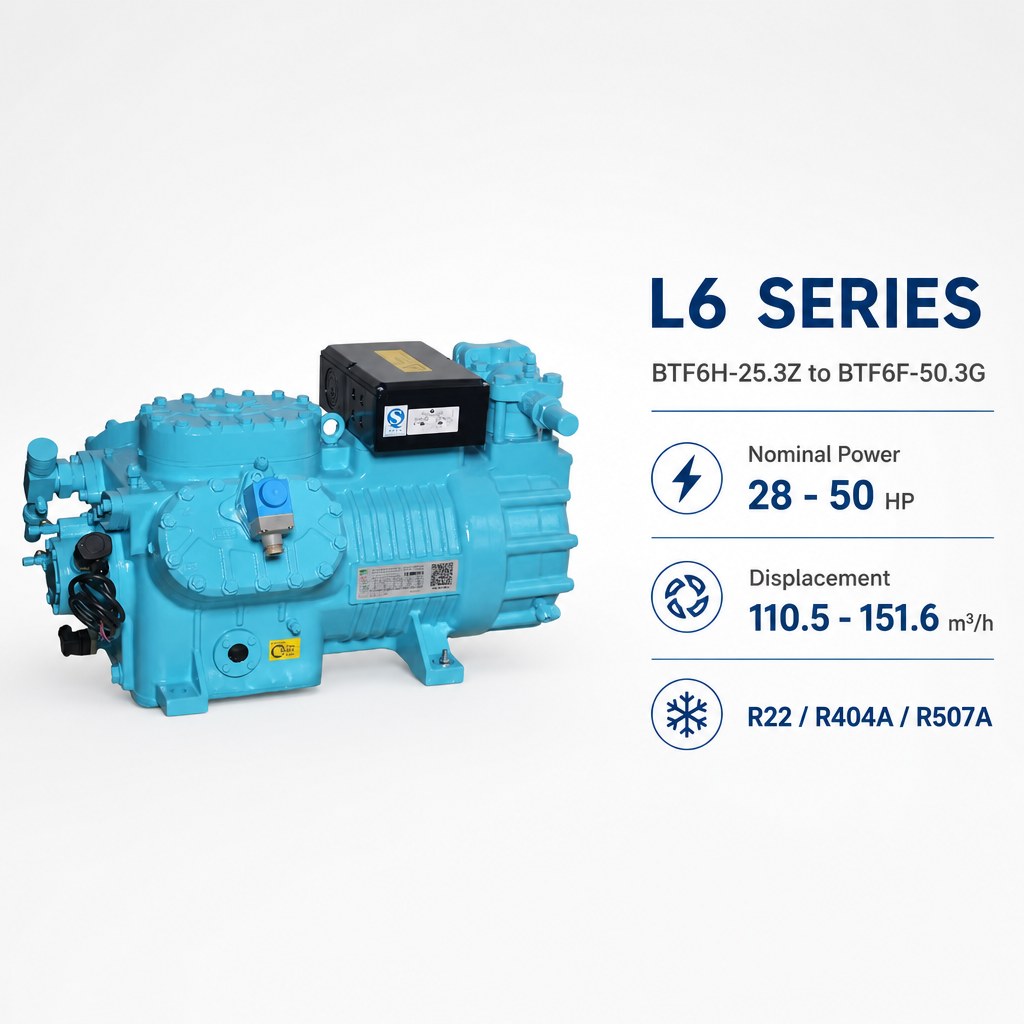High-Efficiency Six-Cylinder Piston Refrigeration Compressor for Marine Equipment And Industrial Process Cooling Systems