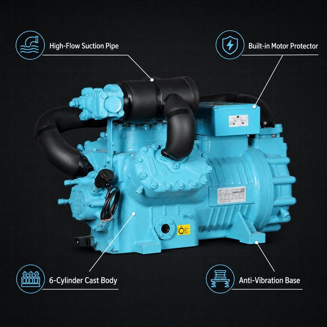 Low-Temp 30HP Two-Stage Refrigeration Compressor YBF6F-30.2DS